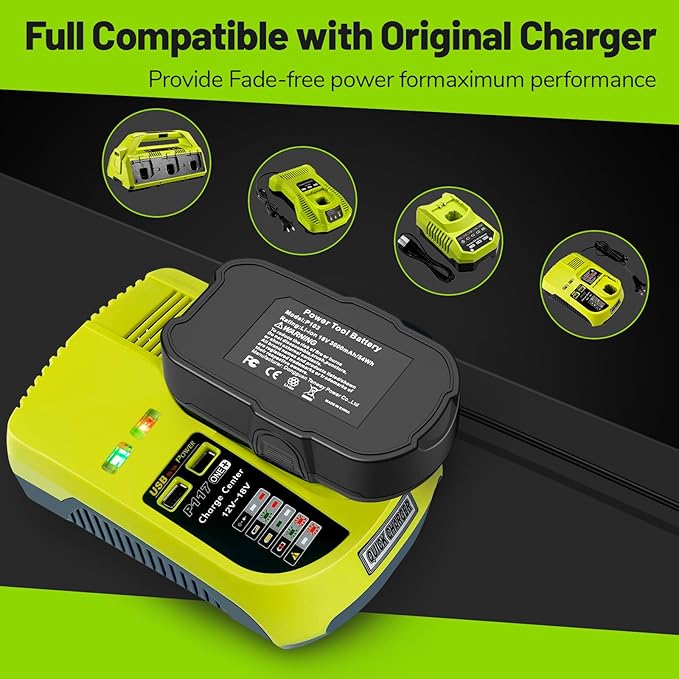 ARyee 3000mAh P108 Compatible with Ryobi Lithium Battery 18 Volt ONE+ P102 P103 P104 P105 P107 P108 P109 P190 P191 P122 with LED