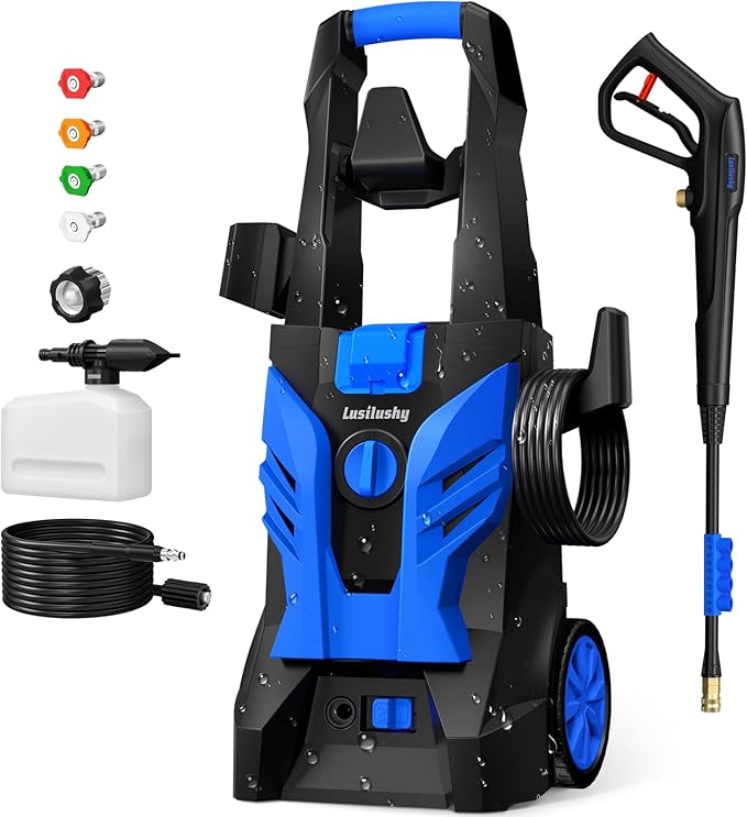 Pressure Washer, Power Washer with 4 Nozzles and Foam Cannon, High Pressure Cleaning Machine for Cars, Driveways, Fences, Patios, Home Cleaning