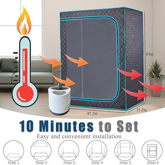 Portable Steam Sauna, Full Size Collapsible 2 Person Sauna Tent for Home Spa, 2.5L,1500W Steamer with Remote Control,Christmas Birthday Gift for Family