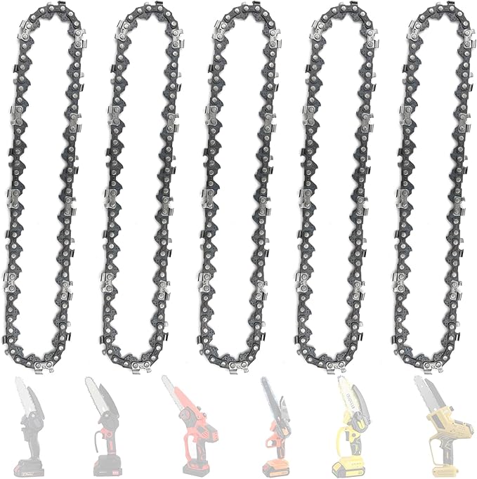 5 Pieces 6 Inch Chainsaw Chain, Replacement Chains for 6 Inch Cordless Electric Portable Mini Chainsaw, Chains Fit for 6-inch Mini Chainsaws -37 Drive Links
