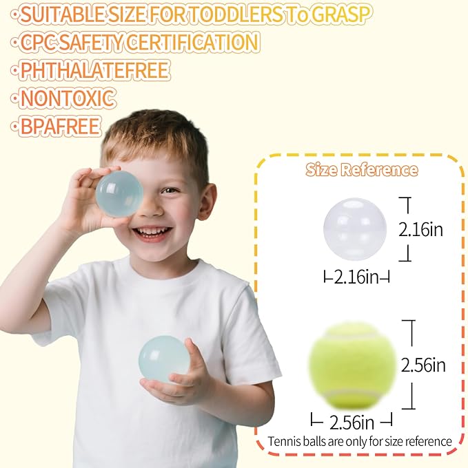 Ball Pit Balls for Kids, Plastic Refill 2.2 Inch Balls, 100 Pack, Bright Colors, Phthalate and BPA Free, Includes a Reusable Storage Bag with Zipper