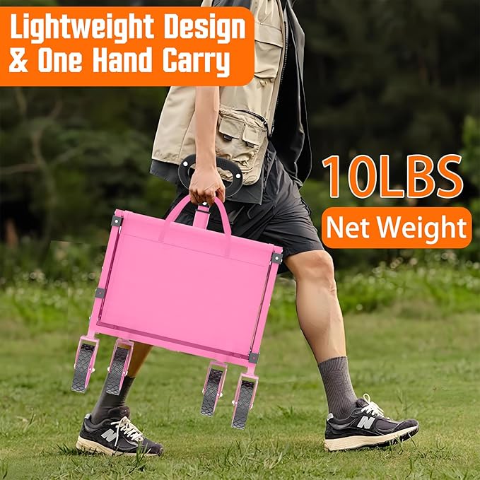 Wagons Carts Foldable, Lightweight Portable Utility Shopping Cart with Wheels, Folding Grocery Wagon Cart for Grocery, Camping, Shopping, Beach, Garden, Sports Pink
