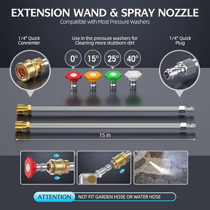 14" Pressure Washer Surface Cleaner with 4 Wheels, Stainless Steel Housing for Pressure Washer Attachment for Concrete, Patio, Sidewalk, Deck and Driveways