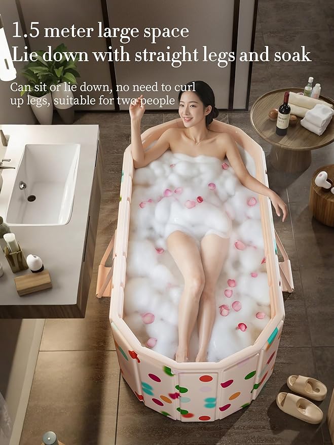 59''Portable insulated bathtub, Ice Bath Tub for Athletes, Inflation-free bathtub for shower, Ice Plunge Tub with Cover, Baths at Home & Outdoor