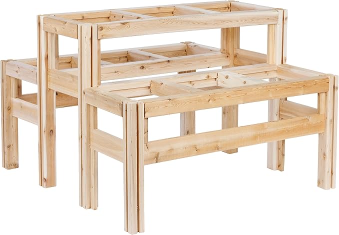Greenes Fence Two-Tiers Nine Bucket Elevated Cedar Wood Garden Frame, 43 in. x 43 in. x 30 in. - Made in USA with North American Cedar