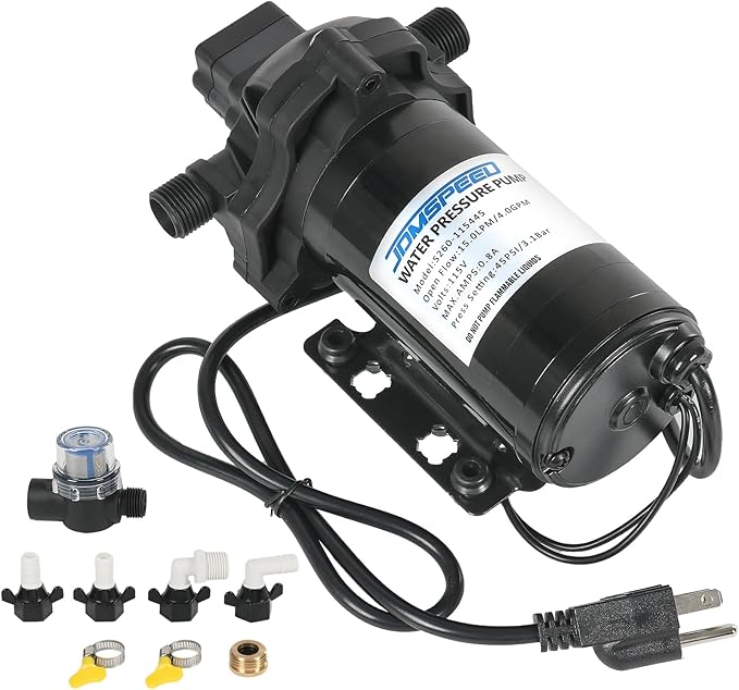 4.0 GPM 115V AC 45 PSI Revolution Water Pump with Pressure Switch Compatible with Camper, RV, Shower, Sprayer