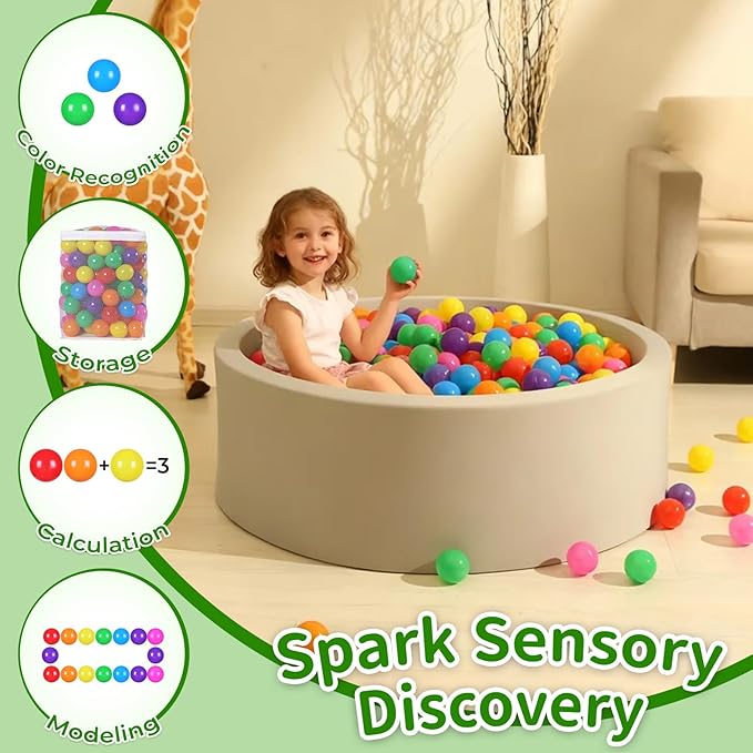 TRENDPLAY Plastic Balls for Ball Pits 2.2 Inch, Pack of 50 100 200 500 Hollow Balls, Perfect for Toddler Baby Pools,Party,Festival Decoration