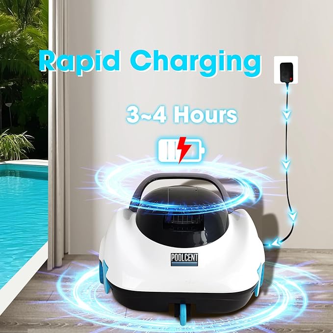 Robotic Pool Cleaner, Cordless Pool Vacuum with 19 GPM Powerful Suction, 2H Runtime and 3H Fast Charging, Dual Filters, Self-Parking, for Above Ground& In Ground Pools Up to 870 sq.ft