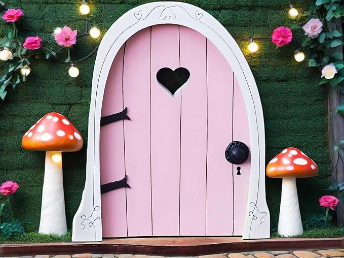 Whimsical Miniature Fairy Door - Handcrafted 3D Mini Woodland Portal Tree Accessory for DIY Garden Landscapes, Terrarium Decor & Collector's Fantasy Displays（Pink Streak ）