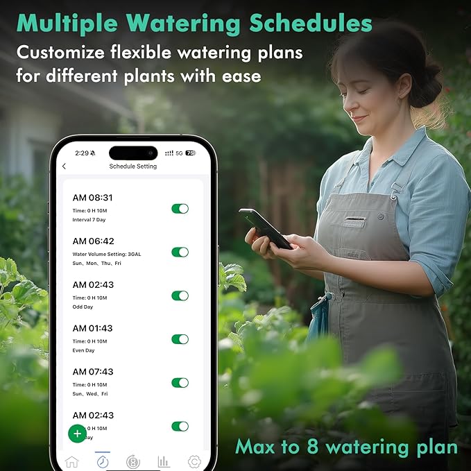 RESTMO Smart Sprinkler Timer with Flow Meter, Water Timer for Garden Hose, Brass Inlet & Outlet, Automatic Lawn & Yard Irrigation Watering System, APP Remote Control (2.4Ghz WiFi Connection)
