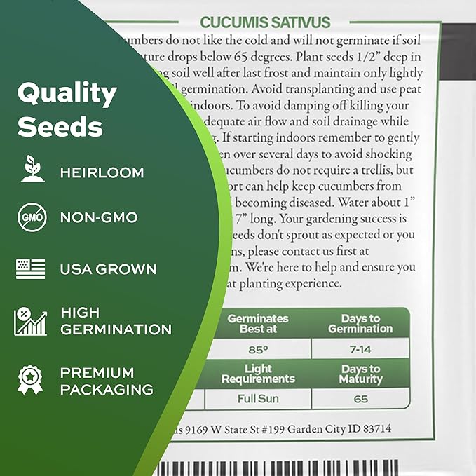 Spacemaster Cucumber Seeds - Heirloom Non-GMO USA Grown - Compact Bush Variety Produces 8" Cucumbers on Compact Vines Perfect for Small Spaces and Container Gardening - by RDR Seeds