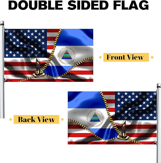 Vintage American America Usa Nicaraguan Nicaragua Flags For Outside Yard 3x5 Ft Double Sided Printed 100d Polyester Lightweight Garden Welcome Outdoor Banner Brass Grommets