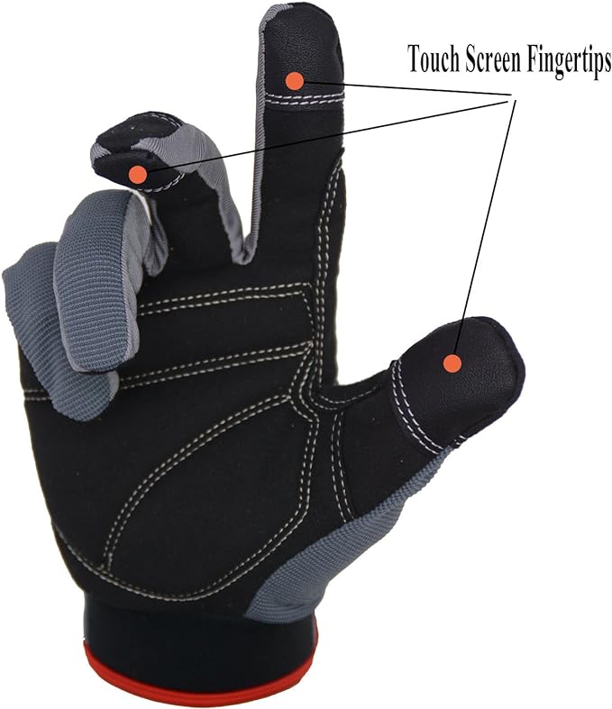 HANDLANDY Work Gloves for Men & Women, Utility Mechanic Working Gloves Touch Screen, Flexible Yard Work Gloves