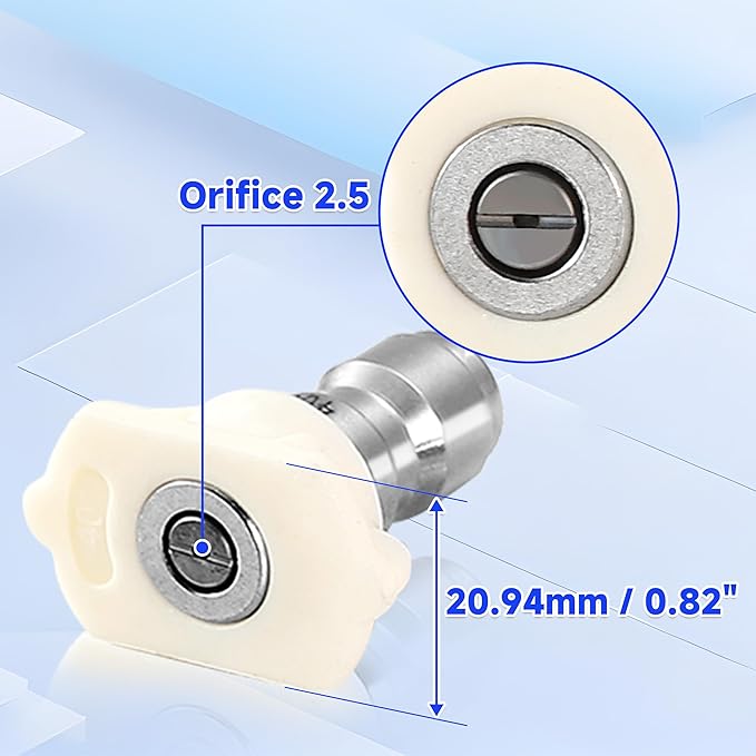 Tool Daily Pressure Washer Tips, 40 Degree White Power Washer Nozzle Tips 7 Pack with Nozzle Holder, 1/4 Inch Quick Connect, 4000 PSI
