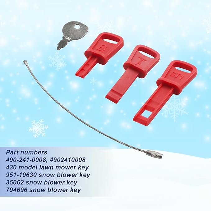 Universal Snow Blower Key Set 490-241-0008 Fits for PowerMore Troy-Bilt Briggs & Stratton MTD Craftsman Tecumseh Snow King Blower and Lawn Mower Engines (4 Keys)