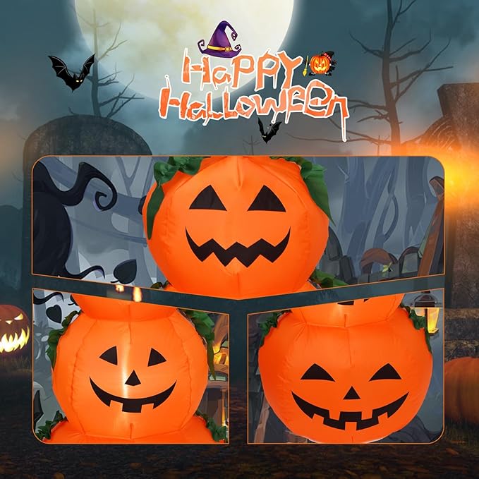 DearSun 4FT Halloween Inflatable Pumpkins Decor Blow up Pumpkin Stacked Halloween Decorations Outer Decoration Large Party Yard Decoration (Pumpkin 3)