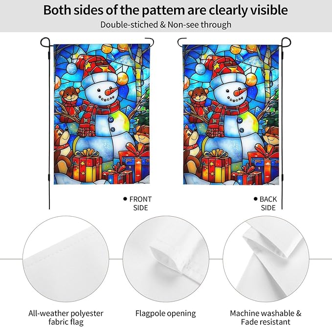 Christmas Snowman Garden Flag Vertical Double Sided Outdoor Yard Flags 12.5x18 Inch Burlap Banners for House Lawn