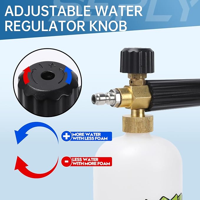 Foam Cannon for Pressure Washer, Dual Connector Foam Gun with 5 Nozzle Tips, 3/8" Swivel Quick Connect, M22-14mm & M22-15mm Fittings
