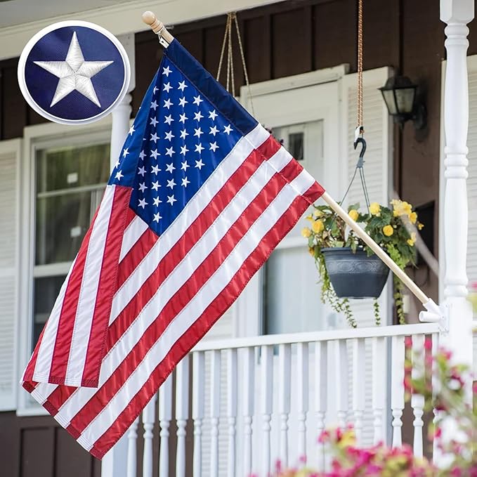 Pole Sleeve Flag 3x5 -Us Flag Sleeve,New 420D Polyester,Heavy Duty Durable TearProof, Embroidered Stars, Sewn Stripes, UV Protection,Sleeved American Flag (Pole NOT Included)