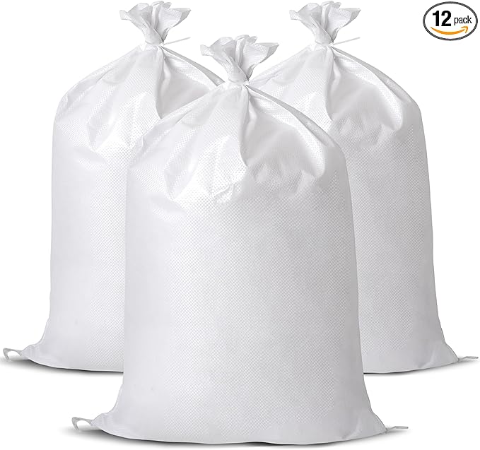 12 Pack Heavy Duty Sand Bags, (20" X 30"), Used for Flooding, Builders, Garden Waste, Grain Storage and Cargo Handling (12)