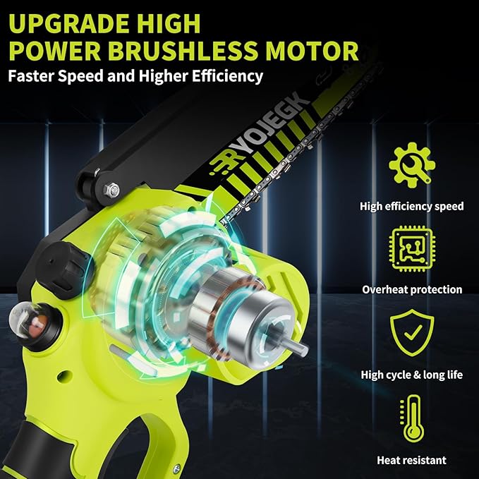 8 & 6 Inch Mini Chainsaw Cordless,2×4.0Ah Battery Tool-Free Installation Small Brushless Chain Saw with 4 Guides & Chain,Portable Motosierra De Bateria for Tree Trimming & Branch Wood Cutting