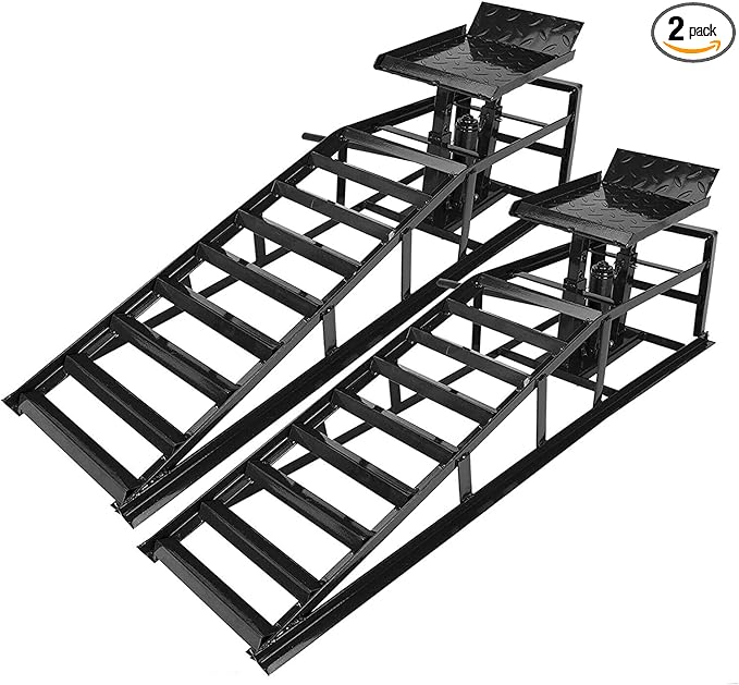 BLVD-LPF OBEY YOUR LUXURY 2 Pack Hydraulic Car Ramps 10000lbs 5T 11000lbs Low Profile Car Lift Service Ramps Truck Trailer Garage, Height Hydraulic Vehicle Ramps (Black)