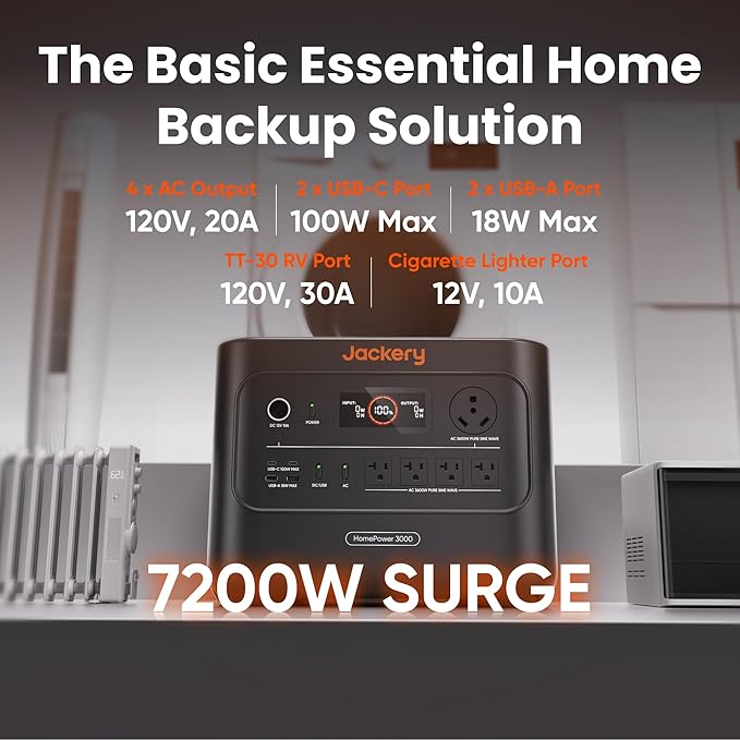 Jackery HomePower 3000 Portable Power Station and Hand Truck with 2x 200W Solar Panels, 3600W (Surge 7200W) Output, 3072Wh LFP Battery Solar Generator for Home Backup, Power Outage, RV, Emergencies