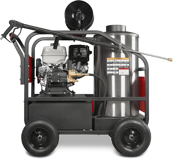 4000 PSI 4 GPM Honda GX390 389CC 11.7HP E-Start Engine Hot Water Pressure Washer with Hose Reel, HPW40H