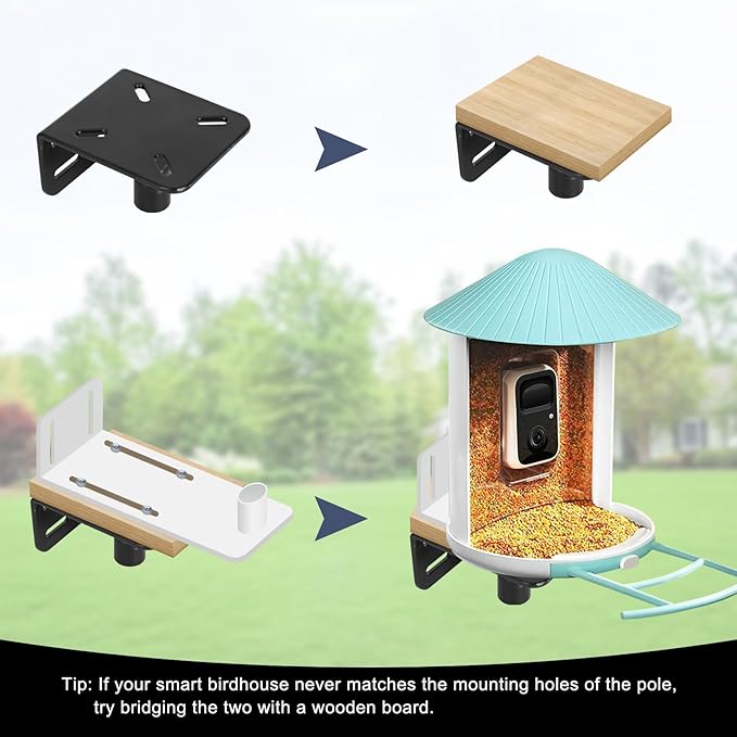 Gtongoko Smart Bird Feeder Pole Squirrel Proof 94 Inch with 4 Shepherds Hooks Hanging Bluebird House Pole for Outdoors Squirrel Baffles for Feeders Metal Heavy Duty Mounting Kit