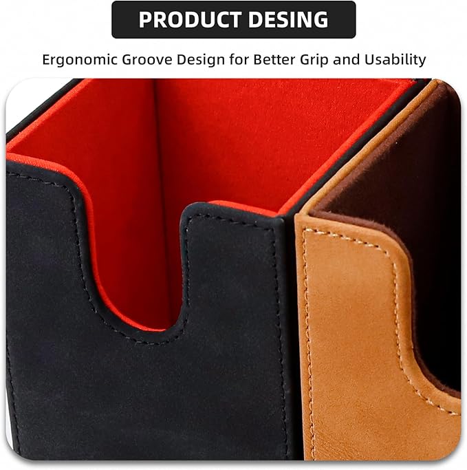 Magic Card Deck Box for MTG Single Deck Card Box fits 100+ TCG Sleeved Cards Soft Leather Card Box Top loading Card Boxes Magic Gift for MTG TCG CCG (Vertical,Black)