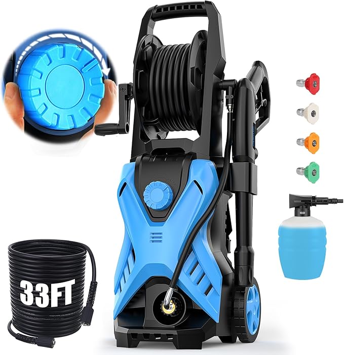 Pressure Cleaner 5000 PSI 4.0 GPM Power Cleaner with 33FT Hose, 4 Nozzle and 500ML Foam Cannon, Cleaner Machine for Home, Car Washing, Fence Cleaning, Patio
