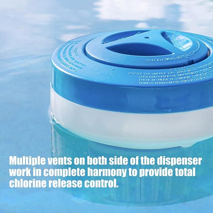 Floating Chlorine Dispenser, Pool Spa Chlorine/Bromine Floater,7" Large Capacity Floating Chlorinator & Bromine Holder Fits 3 Inch Chemical Tablets（Collapsible）
