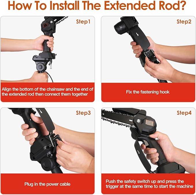 2-in-1 Cordless Pole Saw & 6 Inch/4 Inch Mini Chainsaw, Electric Pole Saw for Tree Trimming with 2x 21V 3.0Ah Batteries & Charger, Battery Powered Pole Chainsaw for Wood Cutting,13FT Max Reach