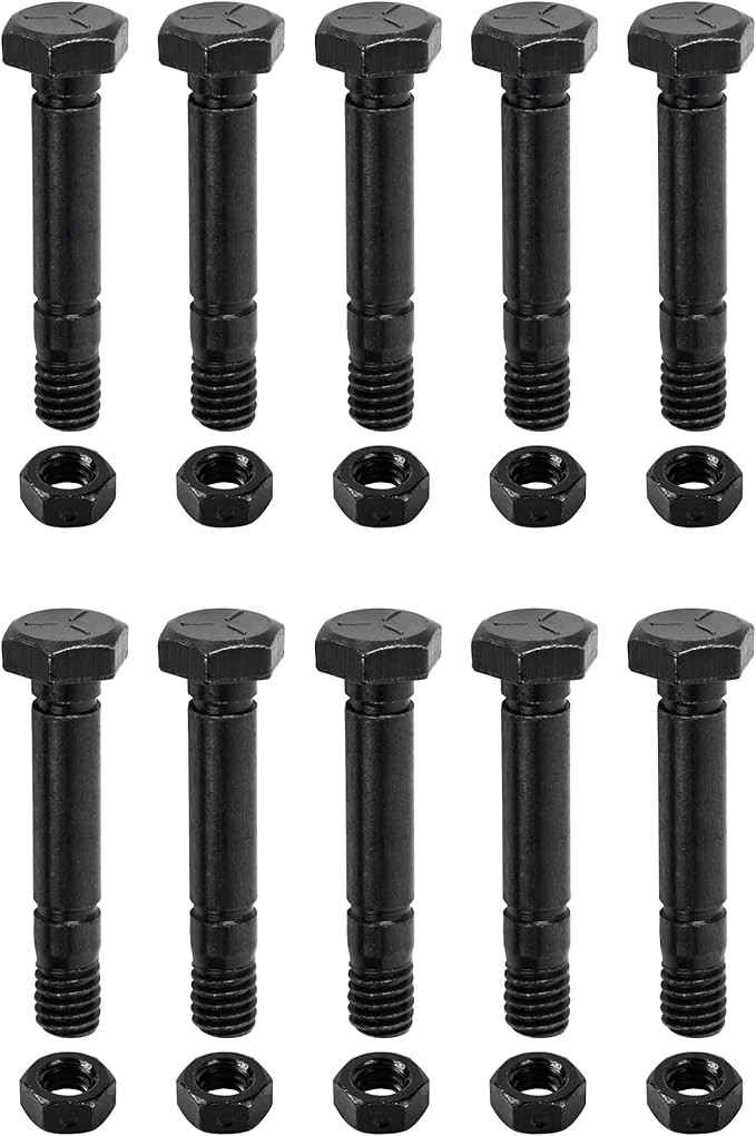 BlueStars 52100100 Snow Blower Shear Pins and Nuts - Fits Ariens 52100100 521001 00659100 John Deere AM136890 Rotary 5575 Snowthrower - Pack of 10