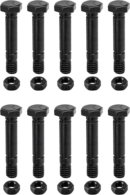 BlueStars 52100100 Snow Blower Shear Pins and Nuts - Fits Ariens 52100100 521001 00659100 John Deere AM136890 Rotary 5575 Snowthrower - Pack of 10