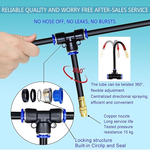 Greenhouse Drip Irrigation Kit Automatic Irrigation System 360°Adjustable 20 Brass Spray Nozzles 1/2 inch Irrigation Tubing Hose Patio Misting Plant Watering with 65Ft Blank Distribution Tubing Hose