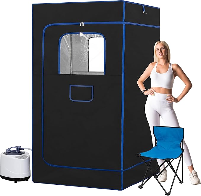BOCHPOWER Portable Sauna Box, 3.0L Steamer, Remote Control, Folding Chair, 9 Levels