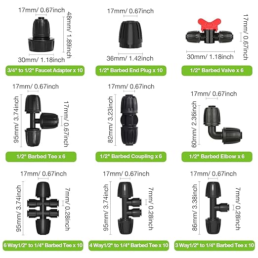 MIXC 1/2 Inch Drip Irrigation End Caps, End Plugs (1/2" ID x 0.65" OD) for Garden Watering Systems 10 Pack