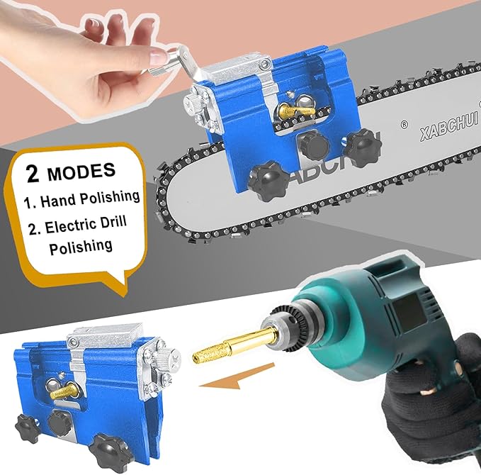 Chainsaw Sharpening Jig, Portable Hand Chain Saw Sharpener Tool with 8 Titanium-Plated Bits, Gloves, Storage Bag & Brush, Chainsaw Sharpener, Chainsaw Sharpener Kit for 4"-22" Chainsaw & Electric Saws