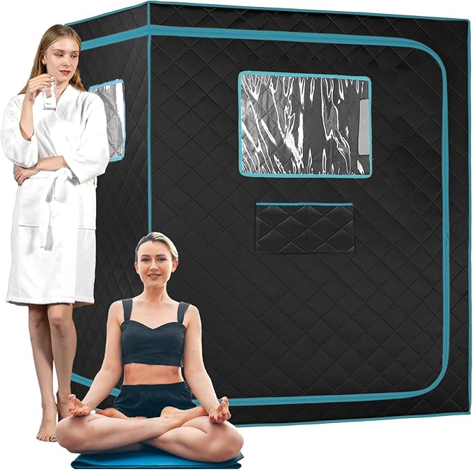 Smartmak Full Size Steam Sauna Tent, Portable Whole Body Home Spa Room, 1 or Two Person Large Space, Steamer NOT Included (47.28" x 35.46" x 63" Blackgreen)