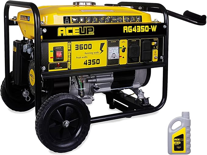 Aceup Energy 4350 Watt Generator, Gas Powered Portable Generator with Wheel Kit & Oil for Home Use, EPA & CARB Compliant