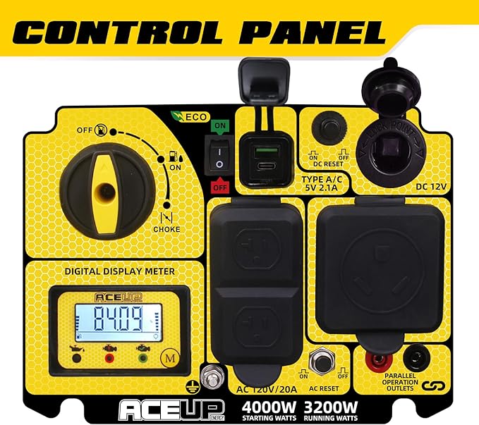 Aceup Energy 4000 Watt Portable Generator, Gas Generator Quiet for Home, RV-Ready, EPA Compliant