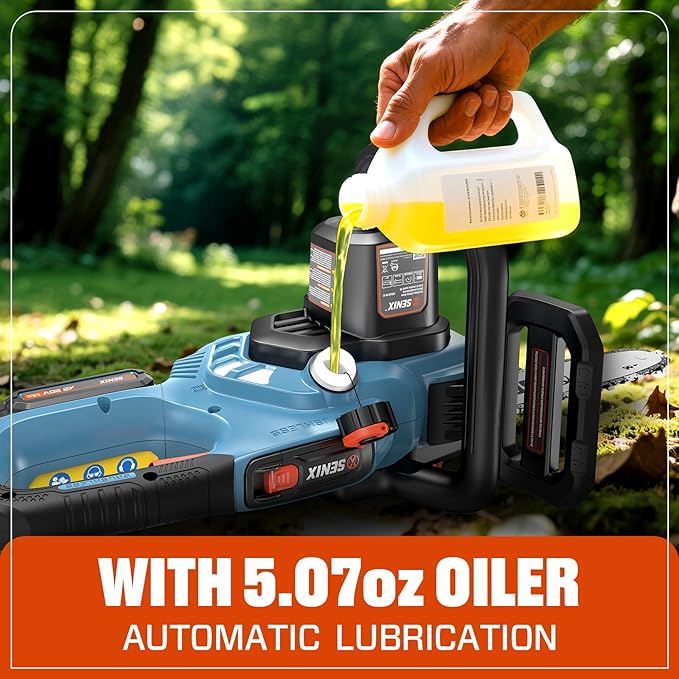 SENIX 20V 10" Electric Chainsaw, Cordless Battery Powered Chainsaw, Brushless Chain Saw, Garden Tool for Trees, Pruning, Branch Cutting, Yard, Gift for Men Dad Husband Fathers, Tool Only, CSX2-M-0