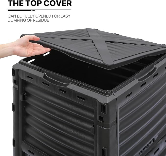 MoNiBloom 80 Gallon Large Compost Bin, BPA Free Outdoor Composting Tumblers for Garden Patio, All-Season Fast Working Rotating Chamber Composters for Garden Patio w/Sliding Door
