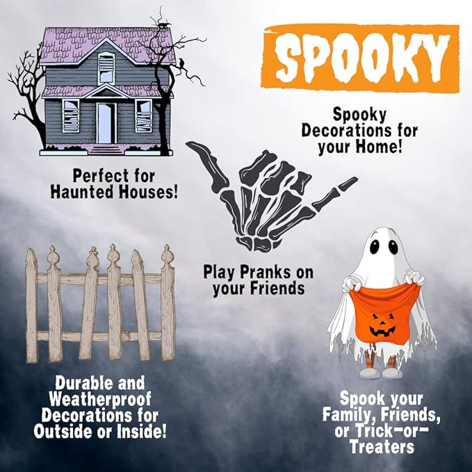 SCS Direct Owl Skeleton Halloween Decoration (2 Pack) - 6.5" Long - Weather Resistant for Indoor/Outdoor - Upgrade Your Fall Graveyard Haunted House Party Props, Trick-or-Treat Decor