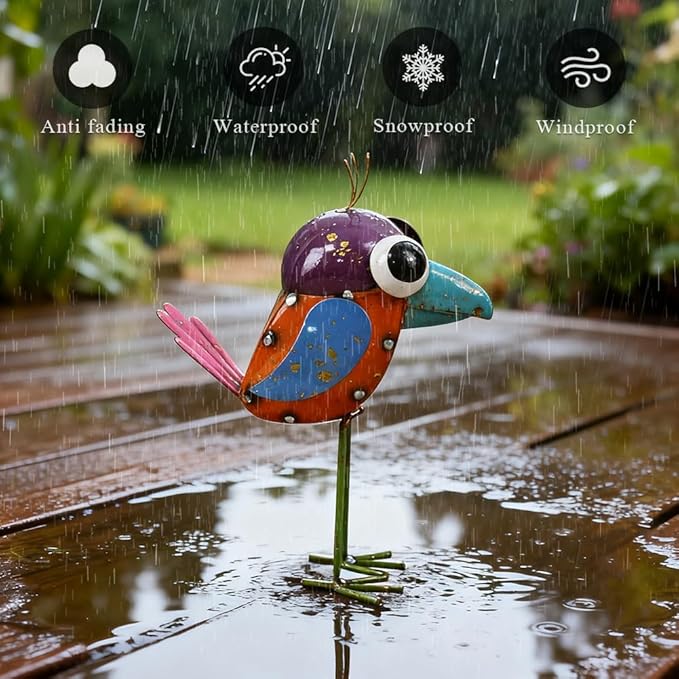 Metal Sparrow Garden Statue -Sparrow Decor Outdoor Sculptures -Garden Decor for Backyard,Patio,Porch,Home -Yard Art Gift for Birthday, Housewarming, Christmas