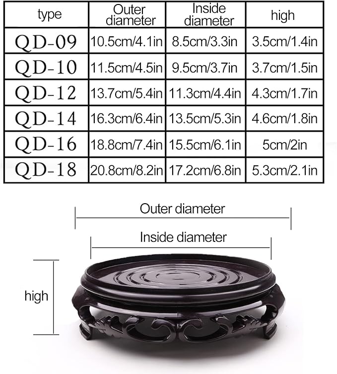 Hapivida Plant Stand, 4.4in Round Plant Riser Flower Pot Display Stand Plant Rack Holder Planter Tray Oriental Style Furniture Indoor Outdoor for Desktop Counter Room