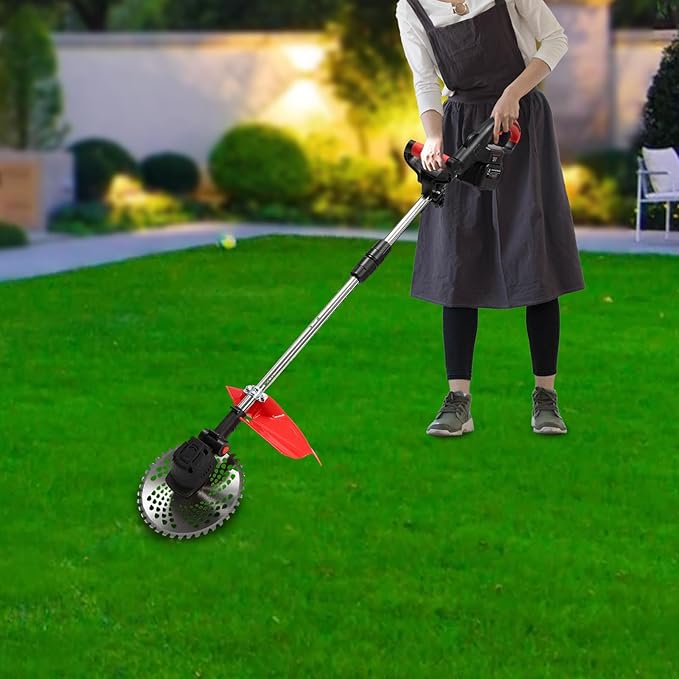 Electric Weed Wacker Eater Cordless, 21V Lightweight No-String Weed Trimmer with 2x3000mAh Batteries 3 in 1 Stringless Grass Trimmer/Edger/Brush Cutter with 3 Types Blade for Garden Yard Lawn