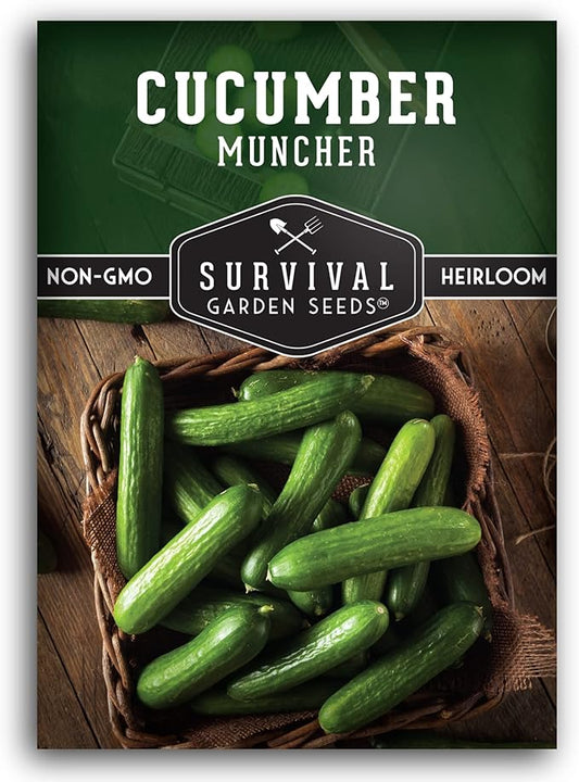 Survival Garden Seeds 1 Pack Muncher Cucumber Seeds for Planting – Seed Packet with Instructions to Grow Burpless Slicing Cucumbers in Your Home Vegetable Garden - Non-GMO Heirloom Variety