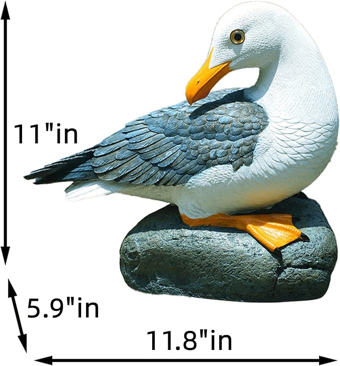 Real Seagull Outdoor Statue,Garden Bird Sculpture,Beach Statue Decor,Resin Animal Seabird Ornaments,Coastal Beach Decor for Outdoor Table Decor for Garden,Terrace,Lawn,Yard
